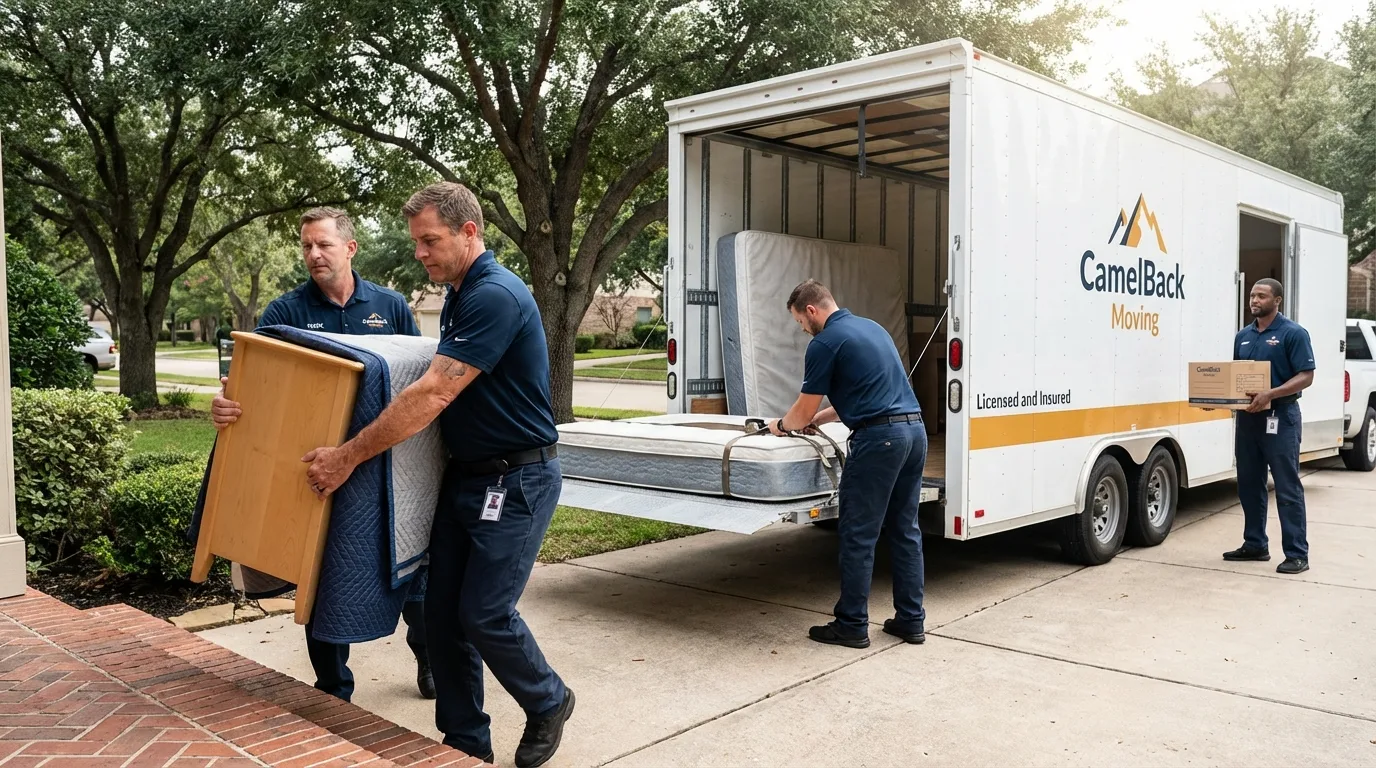 Crew loading residential truck for cross-state move from Springerville, AZ