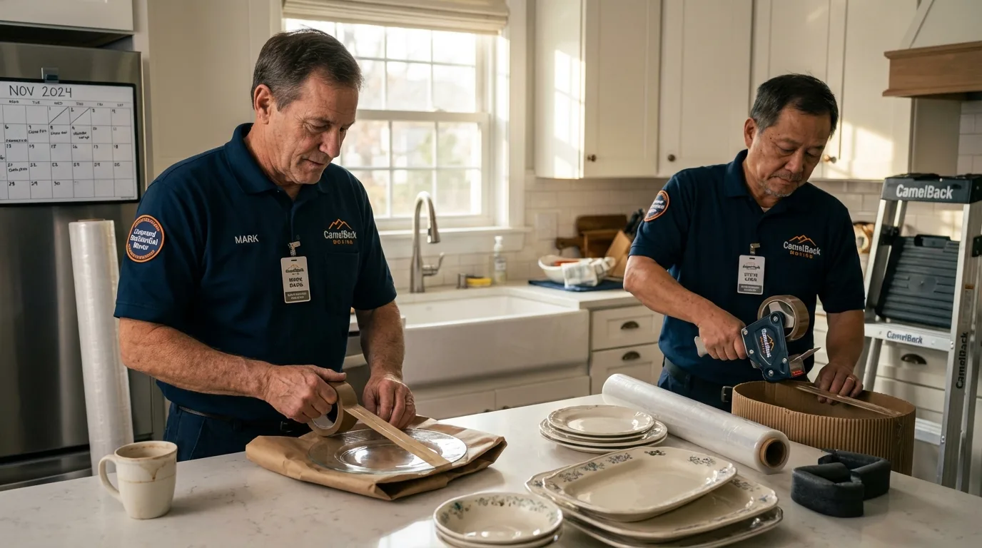 Professional crew packing kitchen dishware in Springerville, AZ
